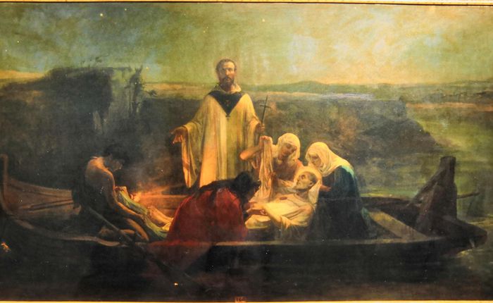 Le corps de saint Sylvain recueilli et conduit sur le Tibre dans une barque (1864)