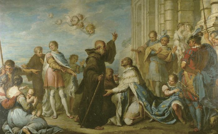 Le roi Louis XI accueillant saint François de Paule à son arrivée au Plessis-les-Tours