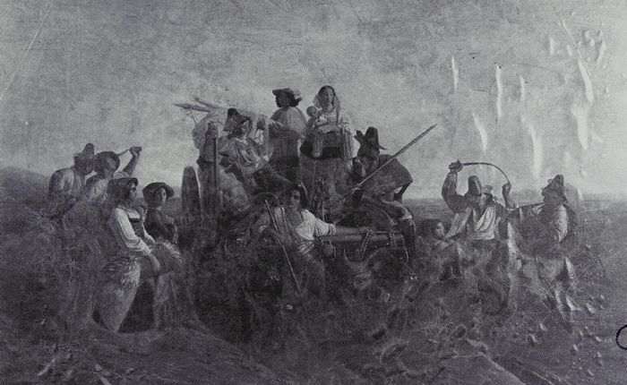 Arrivée des moissonneurs dans les marais pontins, d'après Léopold Robert (1849)