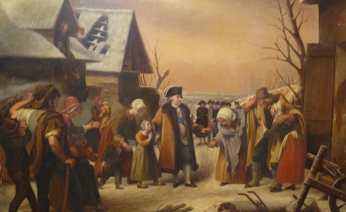 Louis XVI distribuant des secours aux pauvres pendant le rigoureux hiver de 1788, d'après Louis Hersent