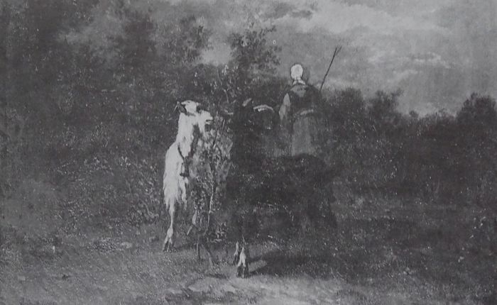 Bergère gardant ses chèvres