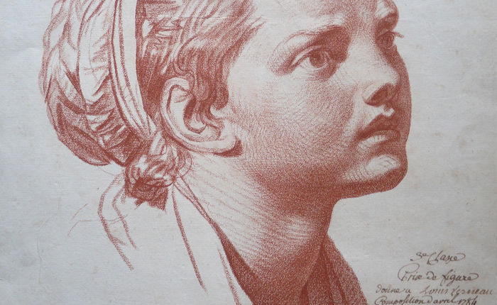 Tête de jeune femme, d’après Jean-Baptiste Greuze