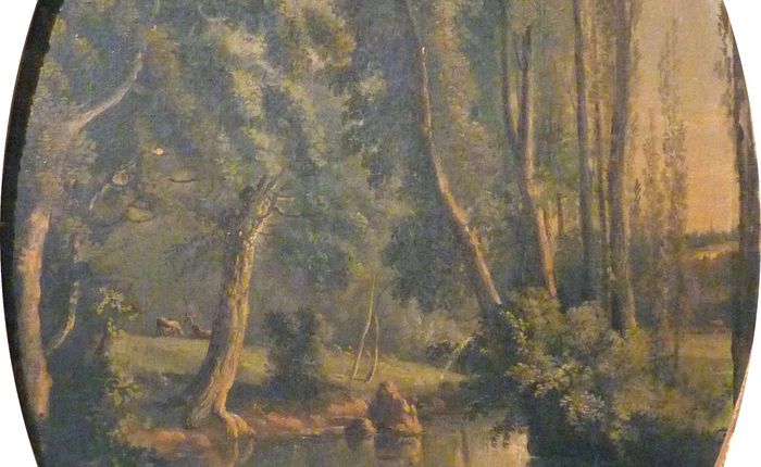 Paysage. Rivière avec peupliers (1852)