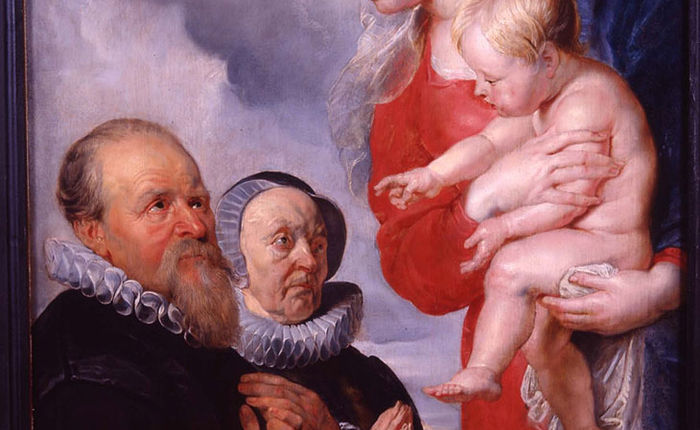 Ex–voto : Vierge à l’Enfant et portraits des donateurs. Alexandre Goubau et son épouse Anne Antoni (entre 1608 et 1621)