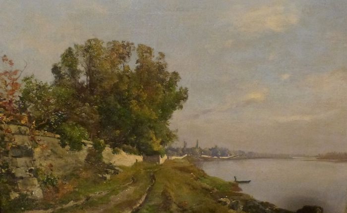 Le parc et le château de Ménars. Le mur du parc le long de la Loire (1879)