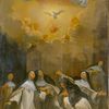Religieuses de Notre Dame de la Charité du refuge en adoration devant les Sacrés-Coeurs de Jésus et de Marie