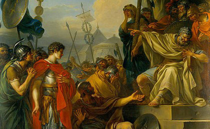 Manlius Torquatus condamnant son fils à mort pour s'être, malgré sa défense, engagé dans un combat singulier avant la bataille