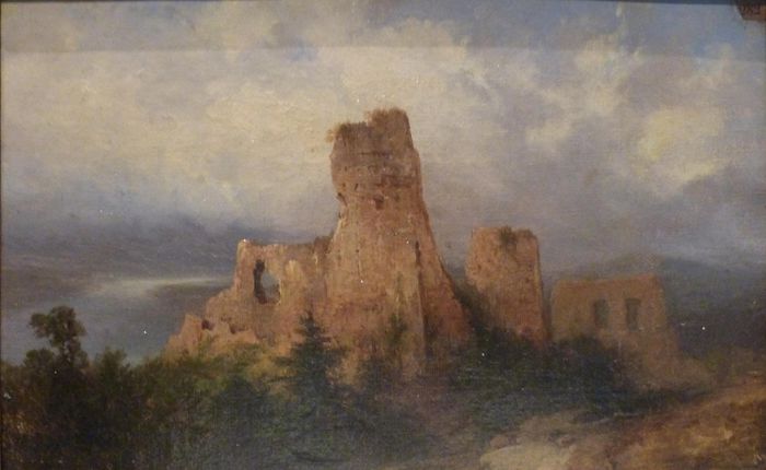 Paysage avec ruines d'un château fort